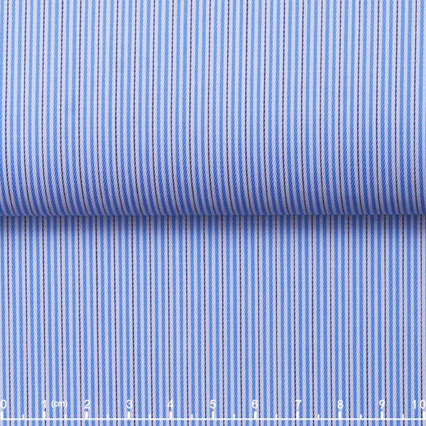 120/2 Non-Iron Fine Stripe — The Executive Precision Shirt in Blue Stripe — 100% cotton 120/2 fine-stripe dress shirt with permanent non-iron finish, made to measure