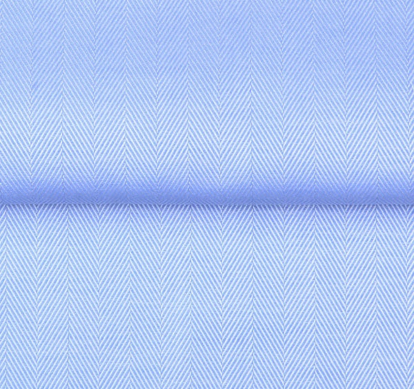 120/2 Herringbone — The Quiet Authority Shirt in Blue — 100% high-count cotton 120/2 herringbone dress shirt with easy-care finish, made to measure