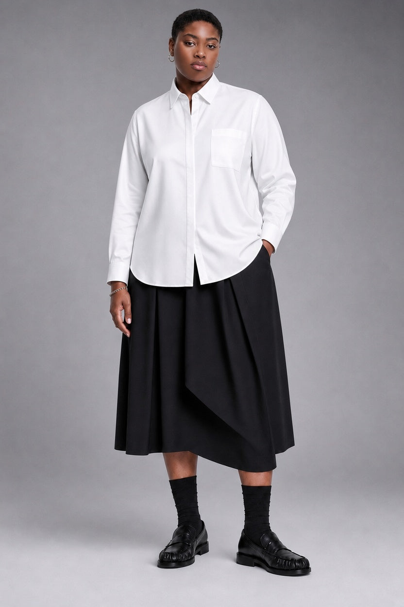 Imperial Herringbone Shirt in White — 100% high-count cotton 120/2 herringbone dress shirt with easy-care finish, made to measure