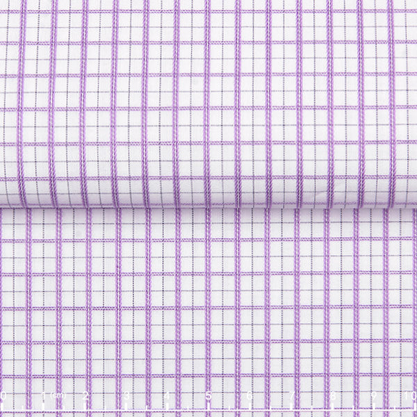 100/2 Dobby Check — The Refined Grid Shirt in Purple — 100% high-count cotton dobby-check dress shirt with easy-care finish, made to measure