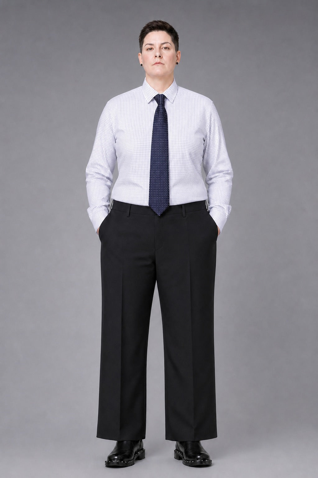 Imperial Dobby Check Shirt — 100% high-count cotton dobby-check dress shirt with easy-care finish, made to measure