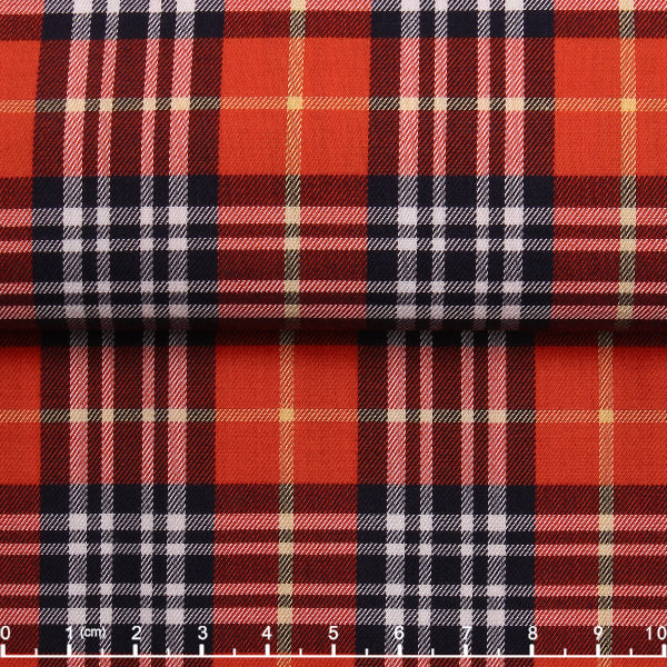 Cotton-Wool Tartan Check — The Bold Warmth Shirt in Orange — 85% cotton 15% wool tartan-check flannel shirt, made to measure