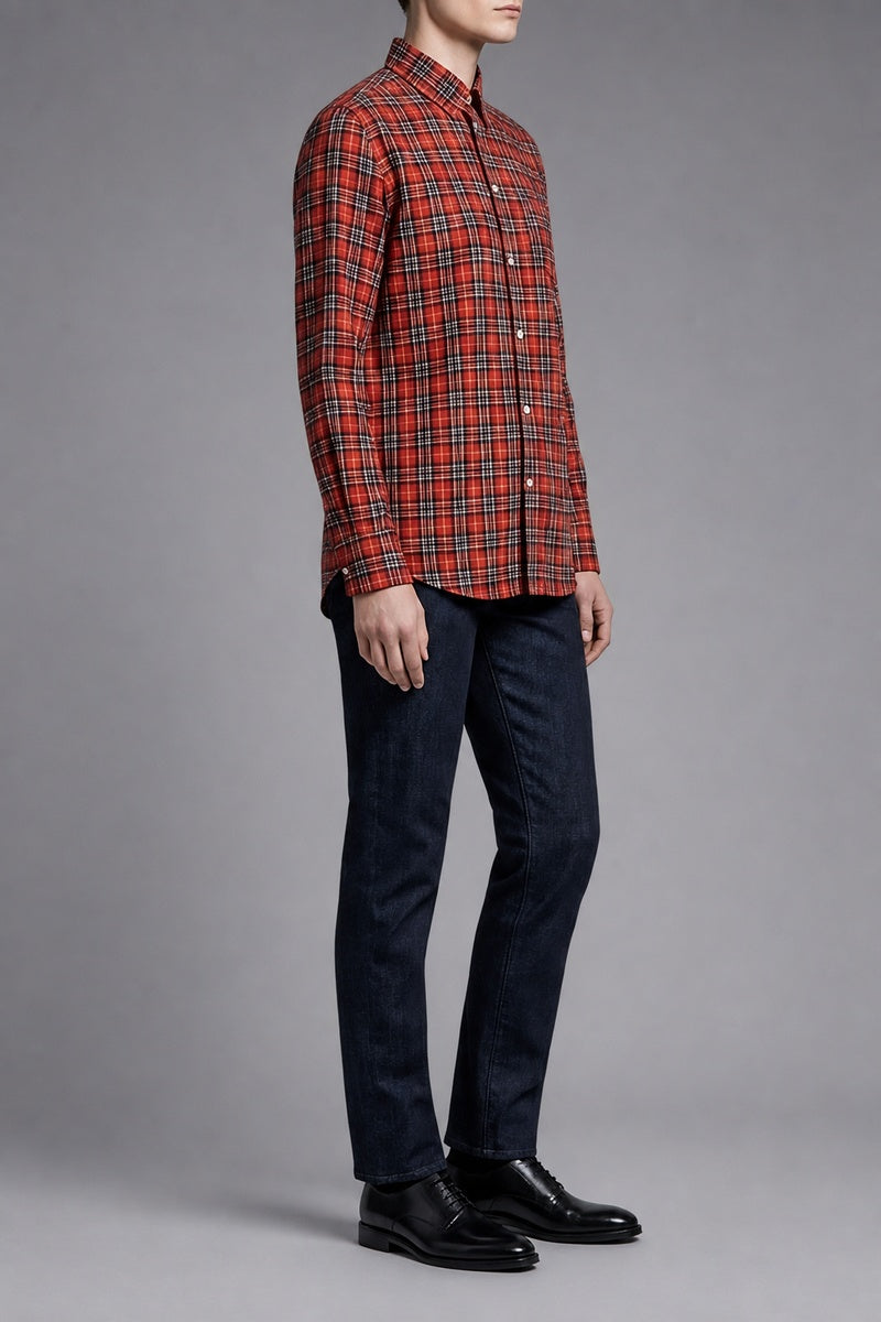 Cotton-Wool Tartan Check — The Bold Warmth Shirt — 85% cotton 15% wool tartan-check flannel shirt, made to measure