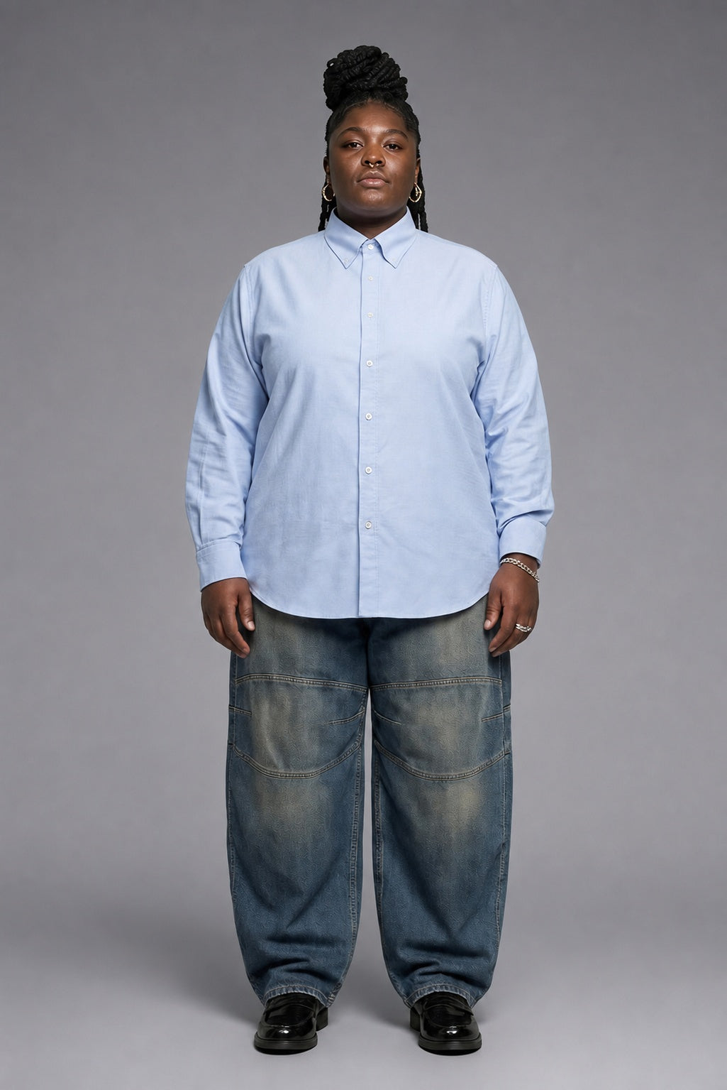 Easy-Care Oxford — The Shape-Armor Shirt in Light Blue — 100% cotton 40*40 oxford dress shirt with easy-care finish, made to measure