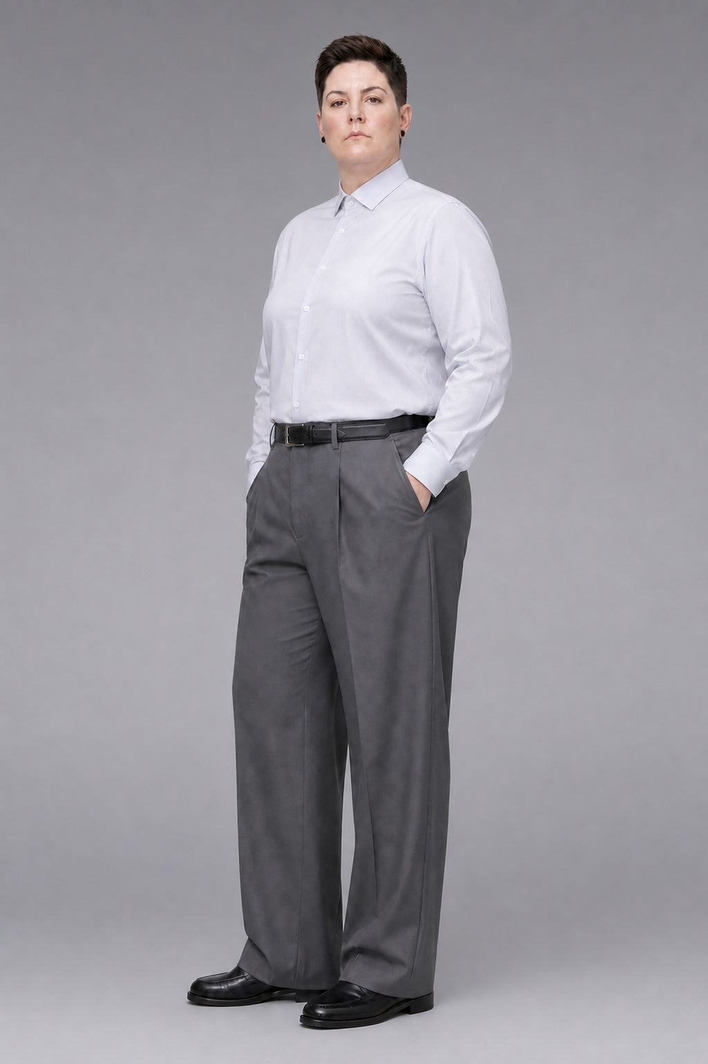 Cotton-Tencel Drape Stripe — The Fluid Muse Stripe Shirt in Blue Stripe — 92% cotton 8% Tencel stripe dress shirt with a fluid drape, made to measure