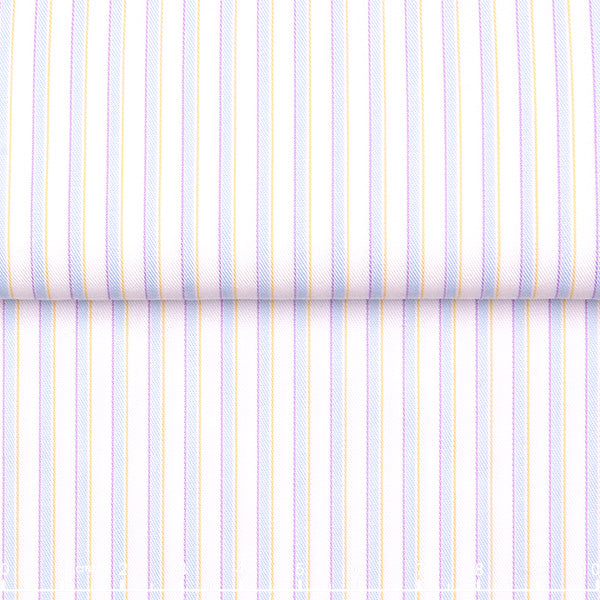 Recycled Tencel-Bamboo Stripe — The Conscious Drape Shirt in Lilac Multi Stripe — recycled Tencel-bamboo blend stripe shirt, made to measure