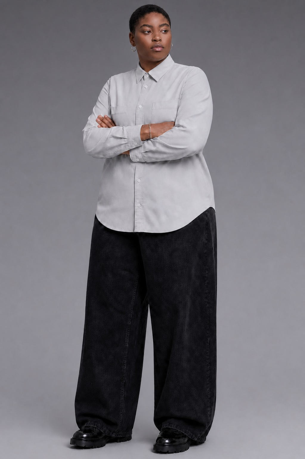 UV-Shield Modal Solid — The Second-Skin Drape Shirt in Teal Grey/White — modal-blend stretch twill shirt with UV-protective finish, made to measure