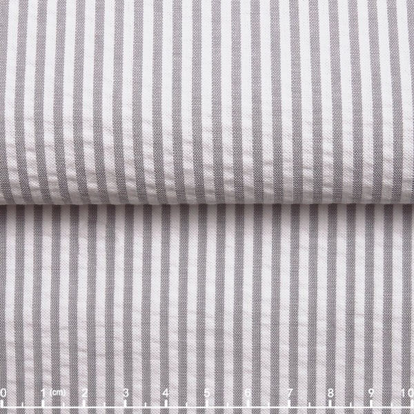 Cotton Seersucker Stripe — The Airy Rebel Shirt in Grey — 100% cotton seersucker-stripe shirt with natural crinkle, made to measure
