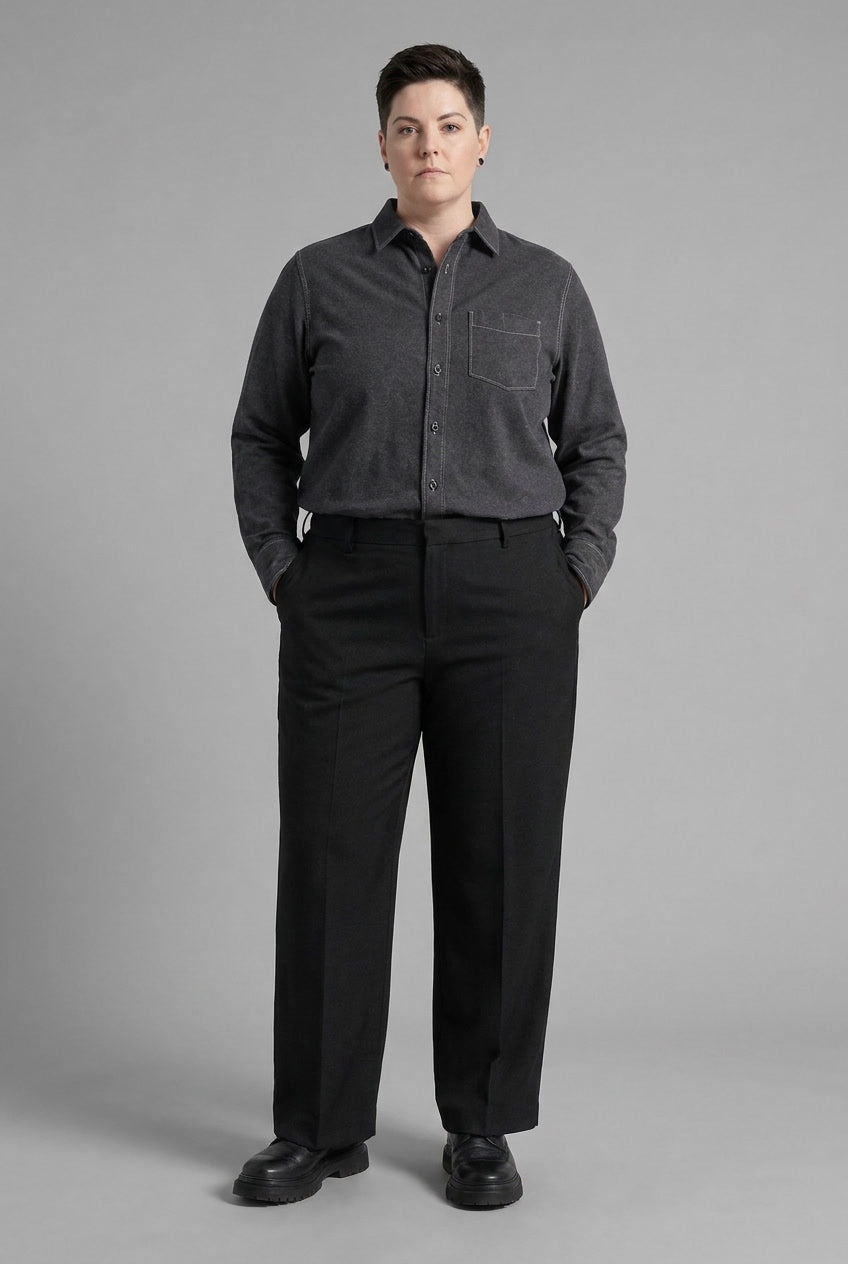 Motion Bamboo Solid Shirt in Black — bamboo-blend shirt, cool-touch and soft, made to measure