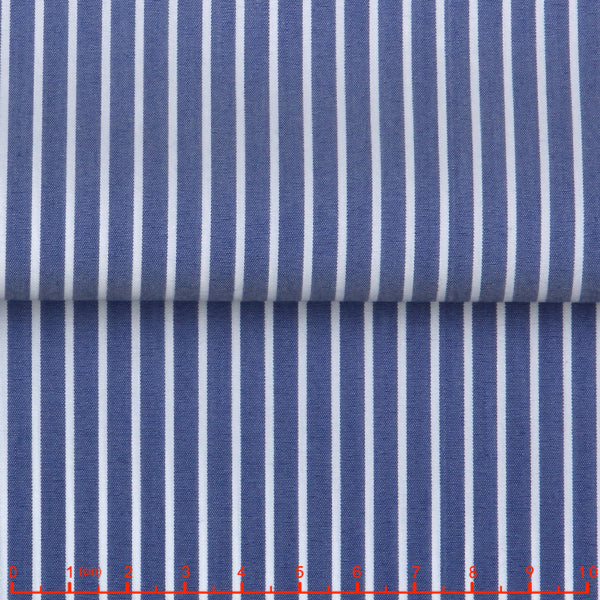Featherweight Stretch Stripe — The Free Motion Shirt in Dark Blue — featherweight cotton-nylon stretch stripe shirt, made to measure