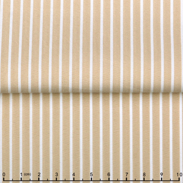 Featherweight Stretch Stripe — The Free Motion Shirt in Beige — featherweight cotton-nylon stretch stripe shirt, made to measure