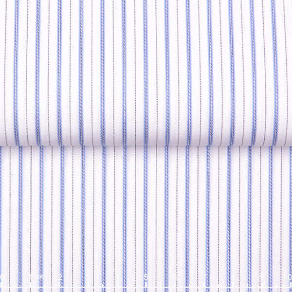 100/2 Dobby Stripe — The Refined Ledger Shirt in Blue — 100% high-count cotton dobby-stripe dress shirt with easy-care finish, made to measure
