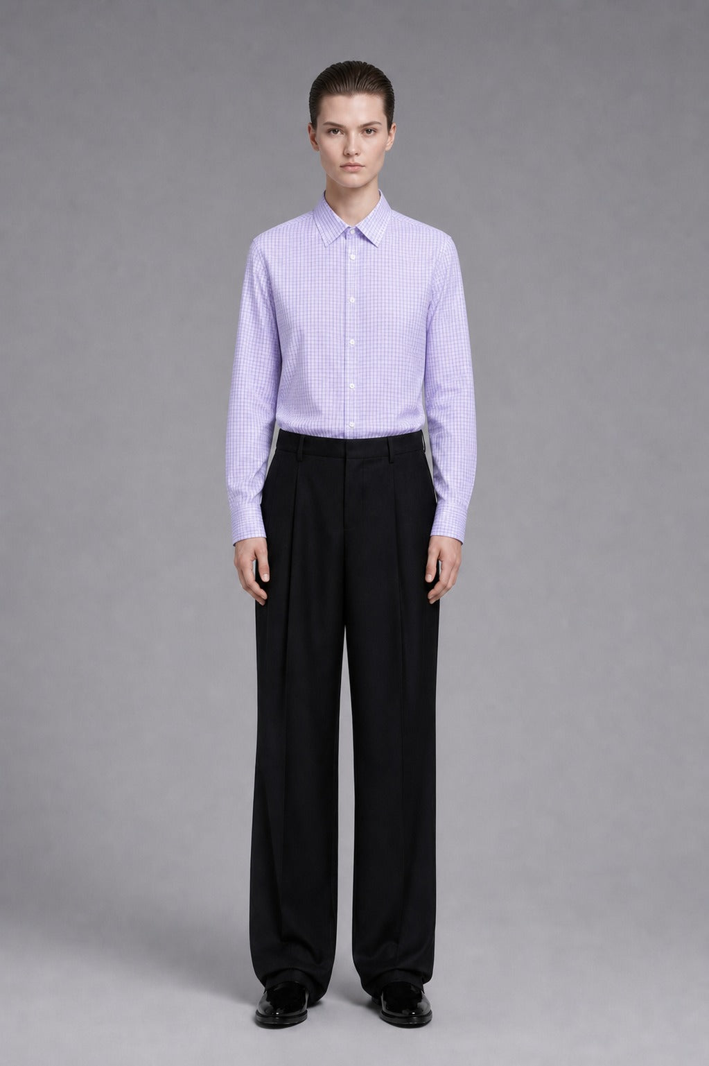 Imperial Dobby Check Shirt — 100% high-count cotton dobby-check dress shirt with easy-care finish, made to measure