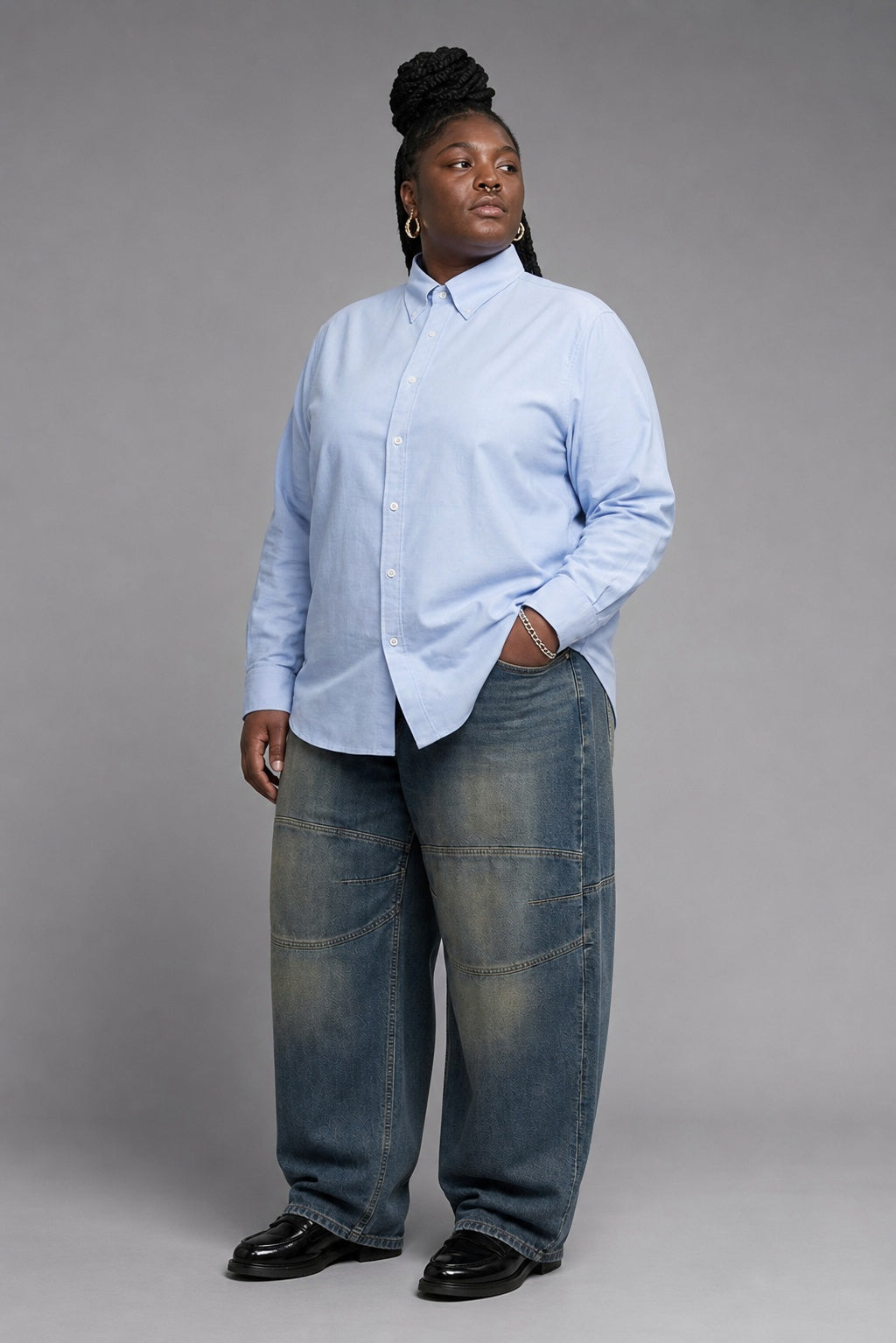 Everyday Easy-Care Oxford Shirt in Light Blue — 100% cotton 40*40 oxford dress shirt with easy-care finish, made to measure