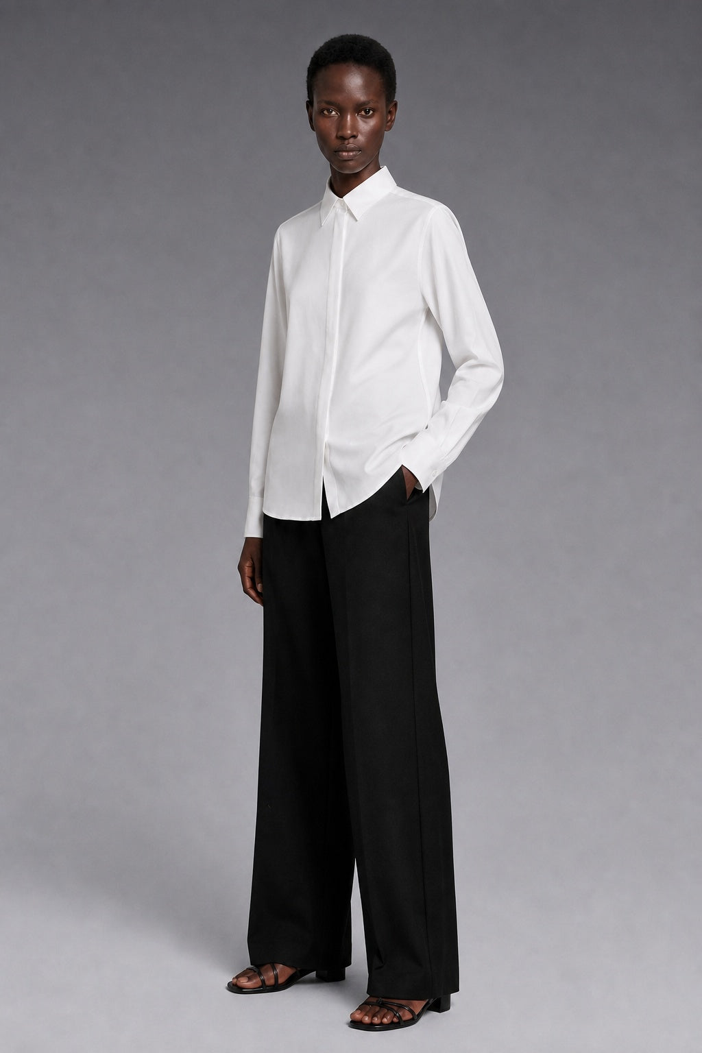 Cotton-Tencel Drape Solid — The Fluid Grace Shirt — 92% cotton 8% Tencel twill dress shirt with a fluid drape, made to measure