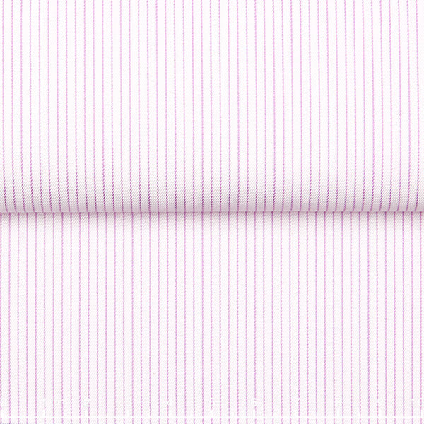 Cotton-Tencel Drape Stripe — The Fluid Muse Stripe Shirt in Lavender Stripe — 92% cotton 8% Tencel stripe dress shirt with a fluid drape, made to measure