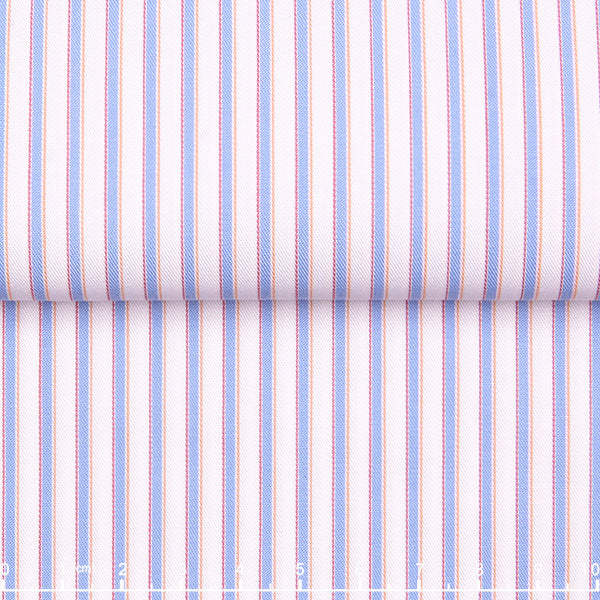 Recycled Tencel-Bamboo Stripe — The Conscious Drape Shirt in Red Multi Stripe — recycled Tencel-bamboo blend stripe shirt, made to measure
