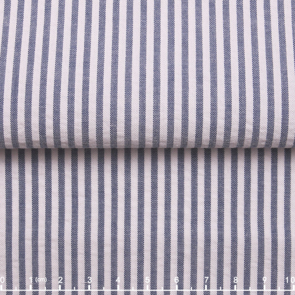Cotton Seersucker Stripe — The Airy Rebel Shirt in Dark Blue — 100% cotton seersucker-stripe shirt with natural crinkle, made to measure