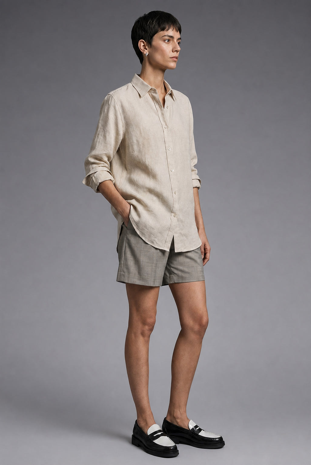 Breeze Heavyweight Linen Shirt in Beige — heavyweight 100% linen shirt, naturally breathable, made to measure
