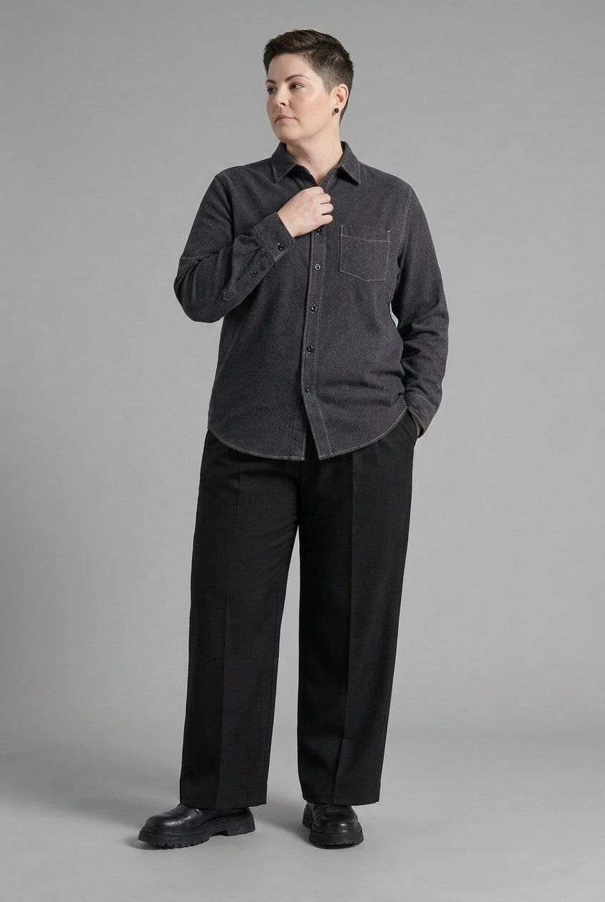 Motion Bamboo Solid Shirt in Black — bamboo-blend shirt, cool-touch and soft, made to measure