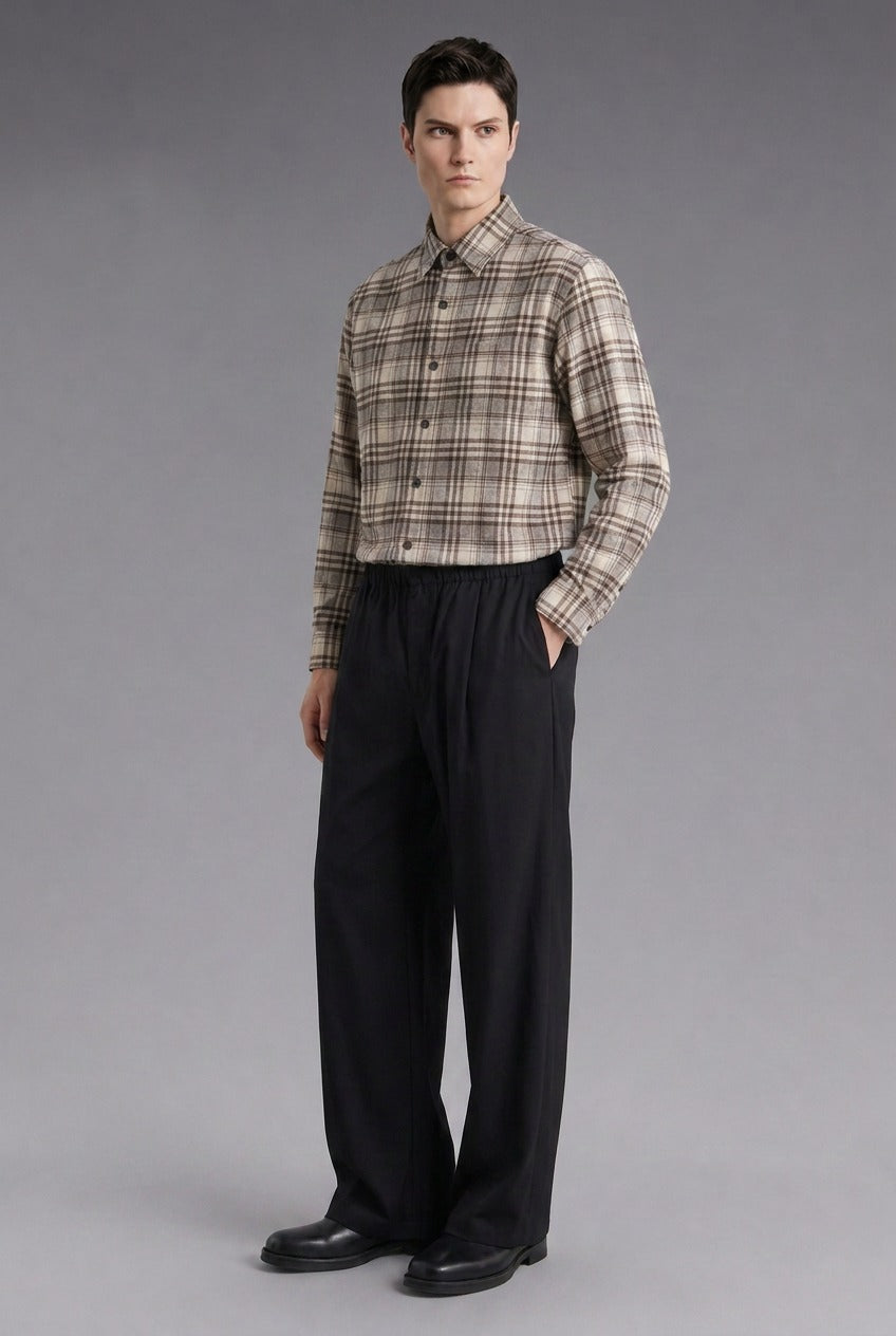 Double-Brushed Flannel Check — The Cabin Warmth Shirt in Brown Check — 100% cotton double-brushed flannel check shirt, made to measure