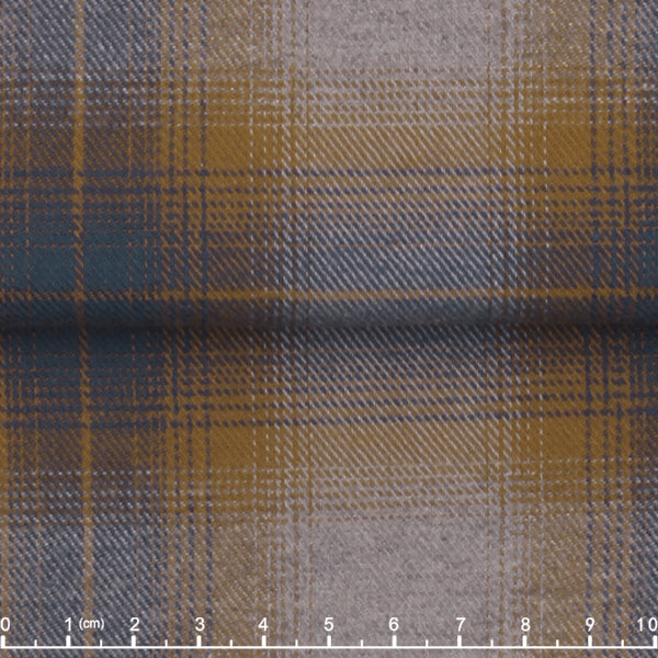 Double-Brushed Flannel Windowpane — The Cozy Heritage Shirt in Amber Check — 100% cotton double-brushed flannel windowpane shirt, made to measure