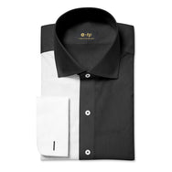 NON-IRON BLACK AND WHITE TWO TONE SPLIT SHIRT