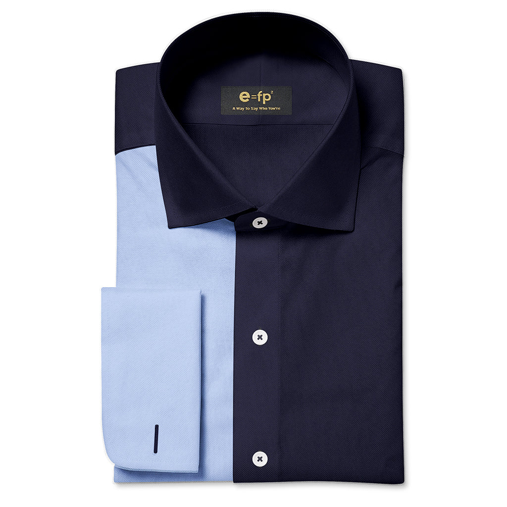 NON-IRON NAVY AND LIGHT BLUE TWO TONE SPLIT SHIRT