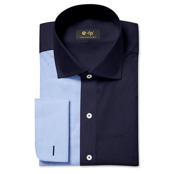 NON-IRON NAVY AND LIGHT BLUE TWO TONE SPLIT SHIRT