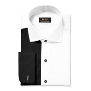 NON-IRON WHITE AND BLACK TWO TONE SPLIT SHIRT
