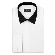 WHITE SILK TOUCH COTTON SHIRT WITH CONTRAST COLLAR