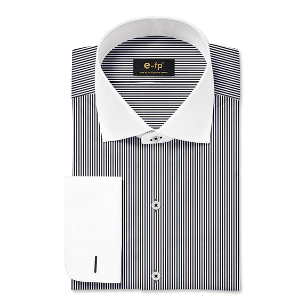 PREMIUM EASY IRON  STRIPE SHIRT WITH CONTRAST DETAIL - 3 COLORS