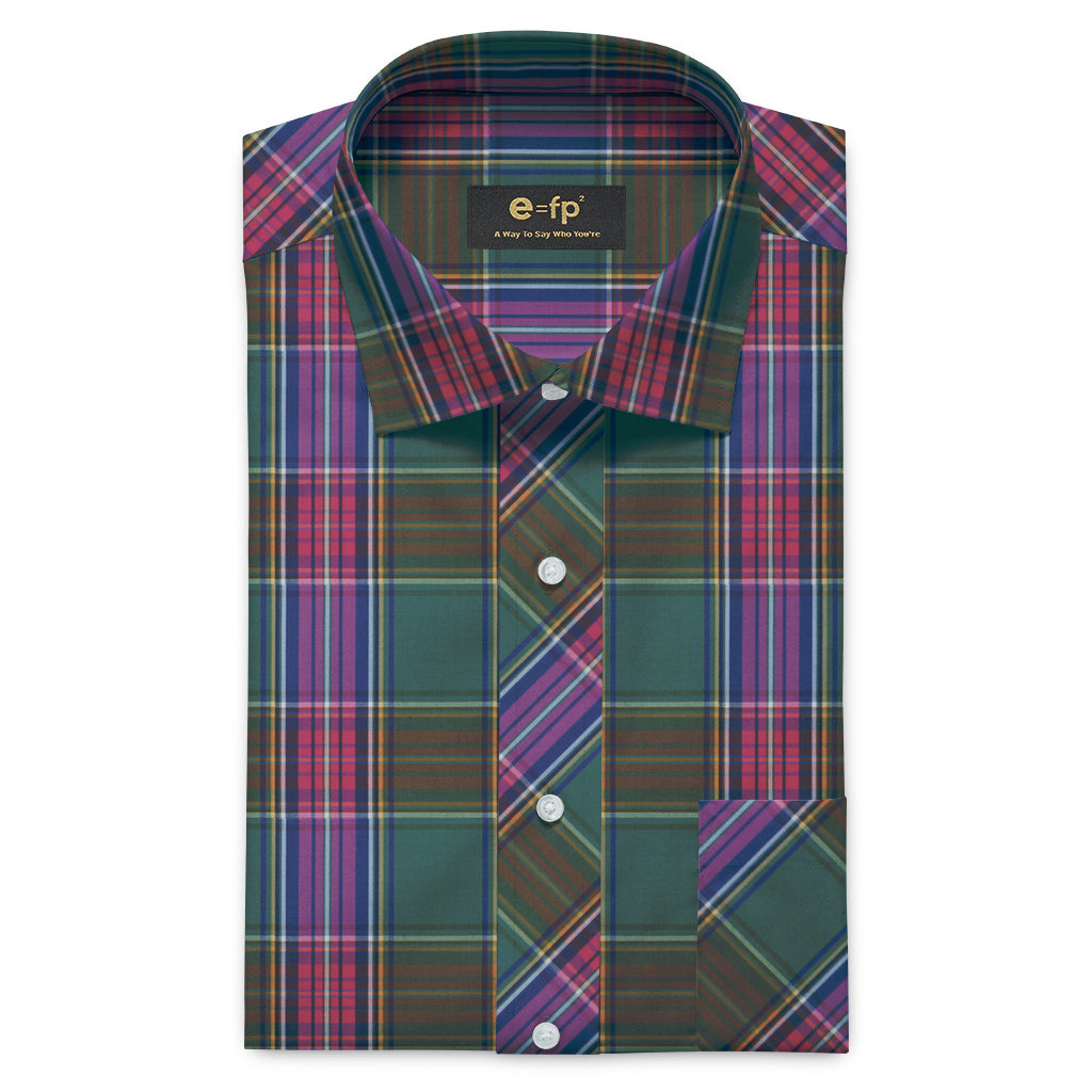 EASY IRON BAMBOO PLAID SHIRT WITH OR WITHOUT CONTRAST DETAIL - 2 COLORS