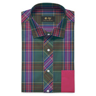 EASY IRON BAMBOO PLAID SHIRT WITH OR WITHOUT CONTRAST DETAIL - 2 COLORS