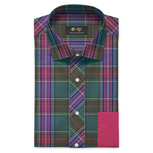EASY IRON BAMBOO PLAID SHIRT WITH OR WITHOUT CONTRAST DETAIL - 2 COLORS