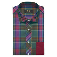 EASY IRON BAMBOO PLAID SHIRT WITH OR WITHOUT CONTRAST DETAIL - 2 COLORS