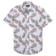 COTTON LINEN LEAF PRINT SHIRT
