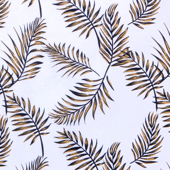 COTTON LINEN LEAF PRINT SHIRT